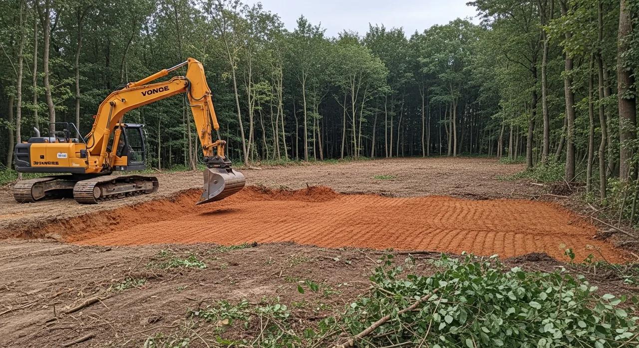 Décapage d'un terrain boisé en pente à Plombières-lès-Dijon, versant de la Combe à la Serpent