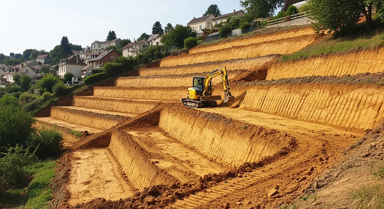 Terrassement d'un terrain en pente à Fontaine-lès-Dijon